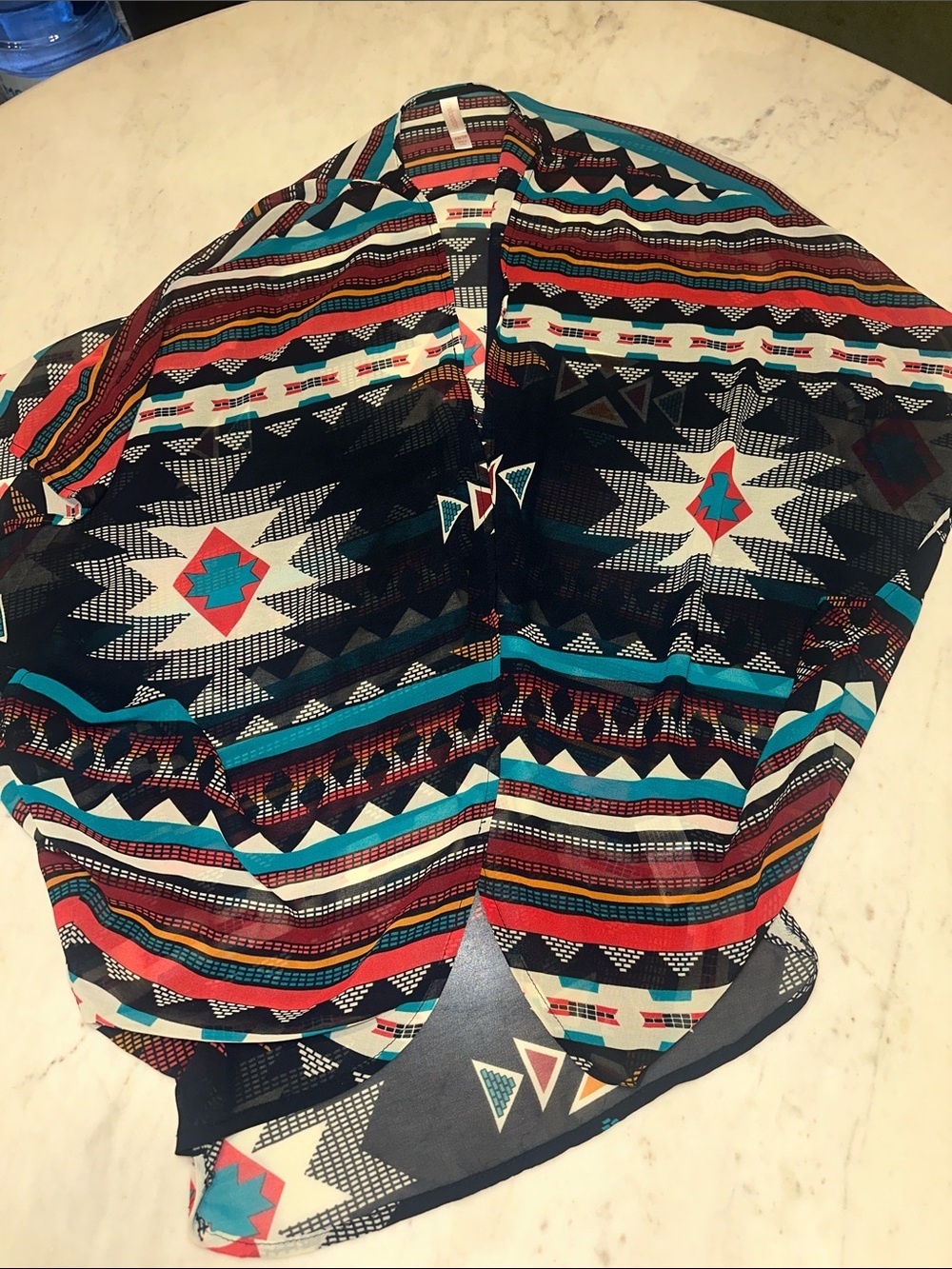 Lightweight Aztec Print Kimono Cardigan - Black & Teal Xhilaration size XS - Picture 2 of 7